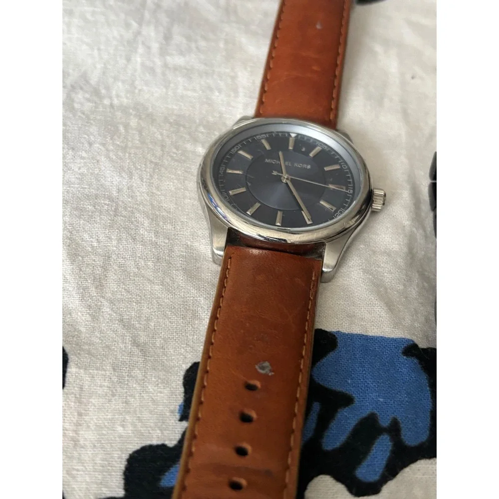 Michael Kors Mens Watch Bundle MK-8280 Blue Dial Leather & MK-6459 Black both